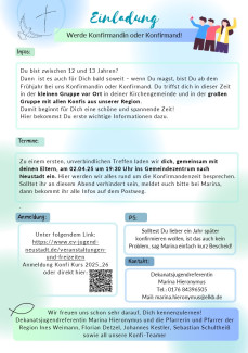 Informations-und Einladungsschreiben zum neuen Konfi-Kurs