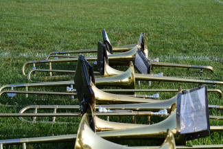 Posaunen auf einer Wiese